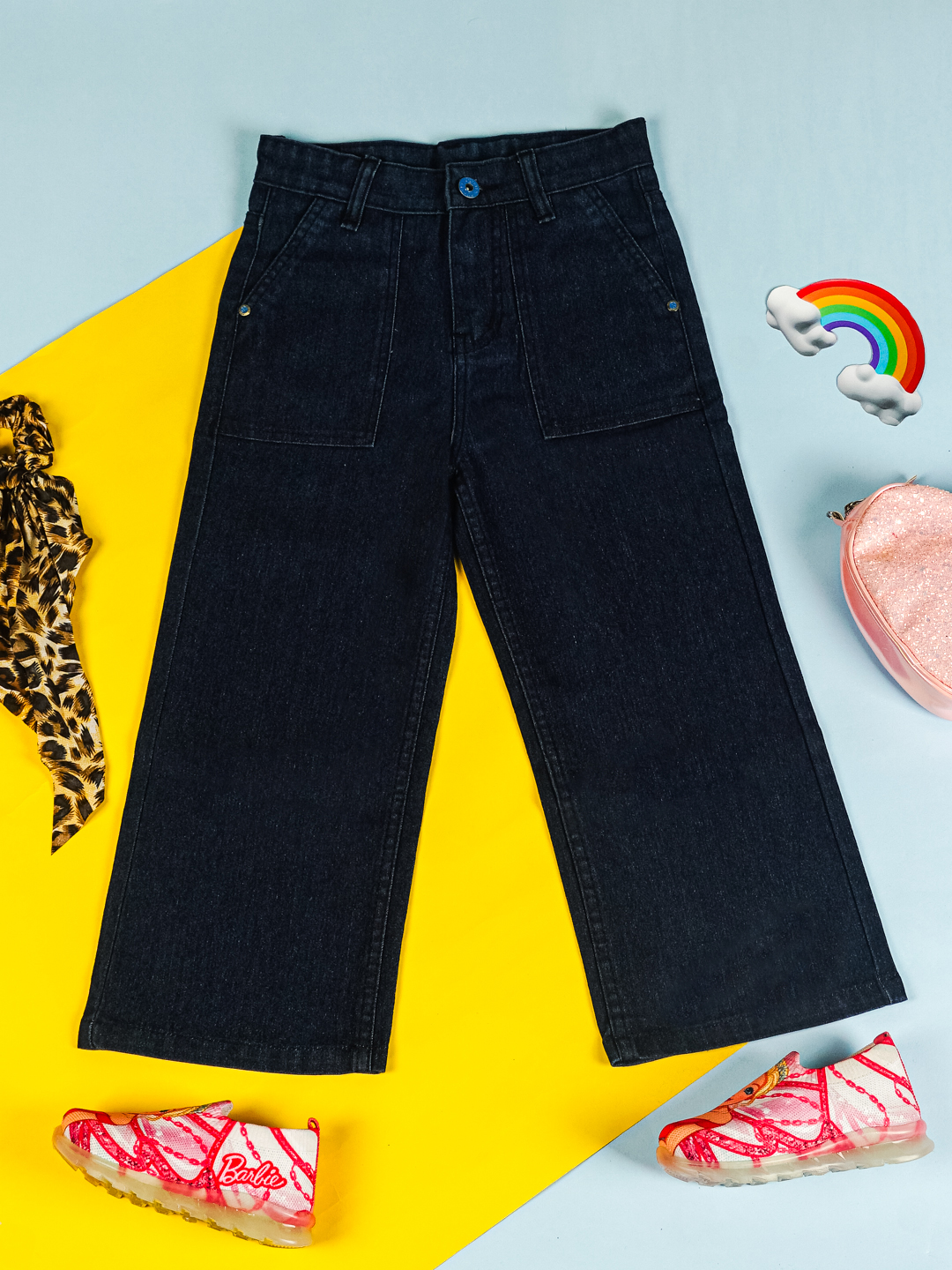 Kids Girls Wide-Leg Denim Jeans