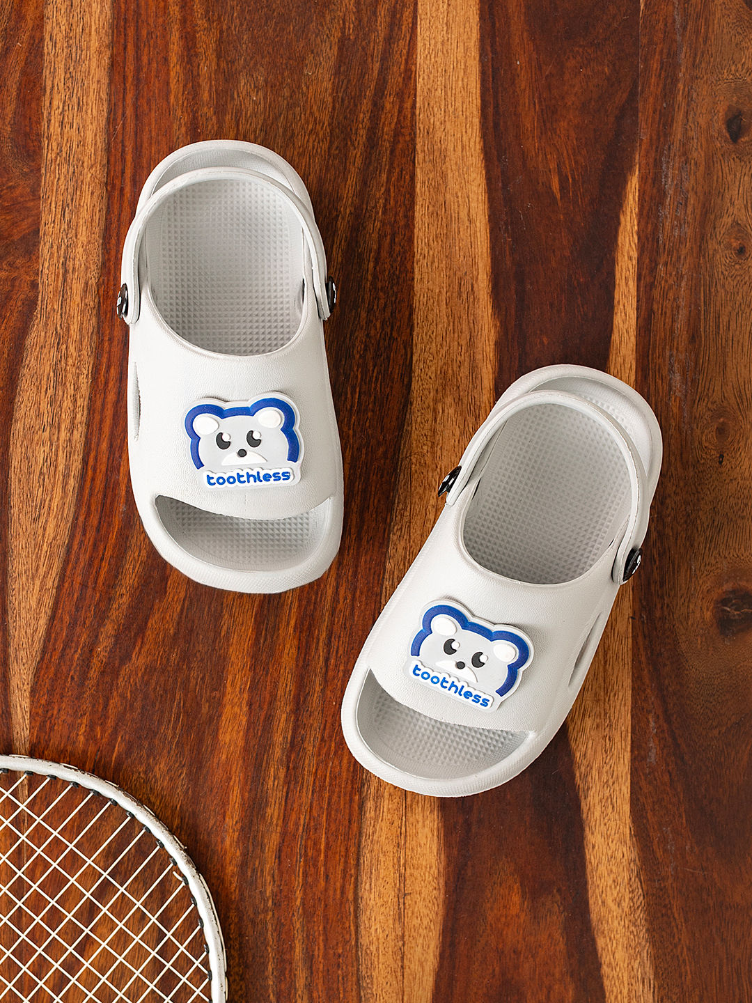 Boys Light Grey Clogs with Cute Bear Patch