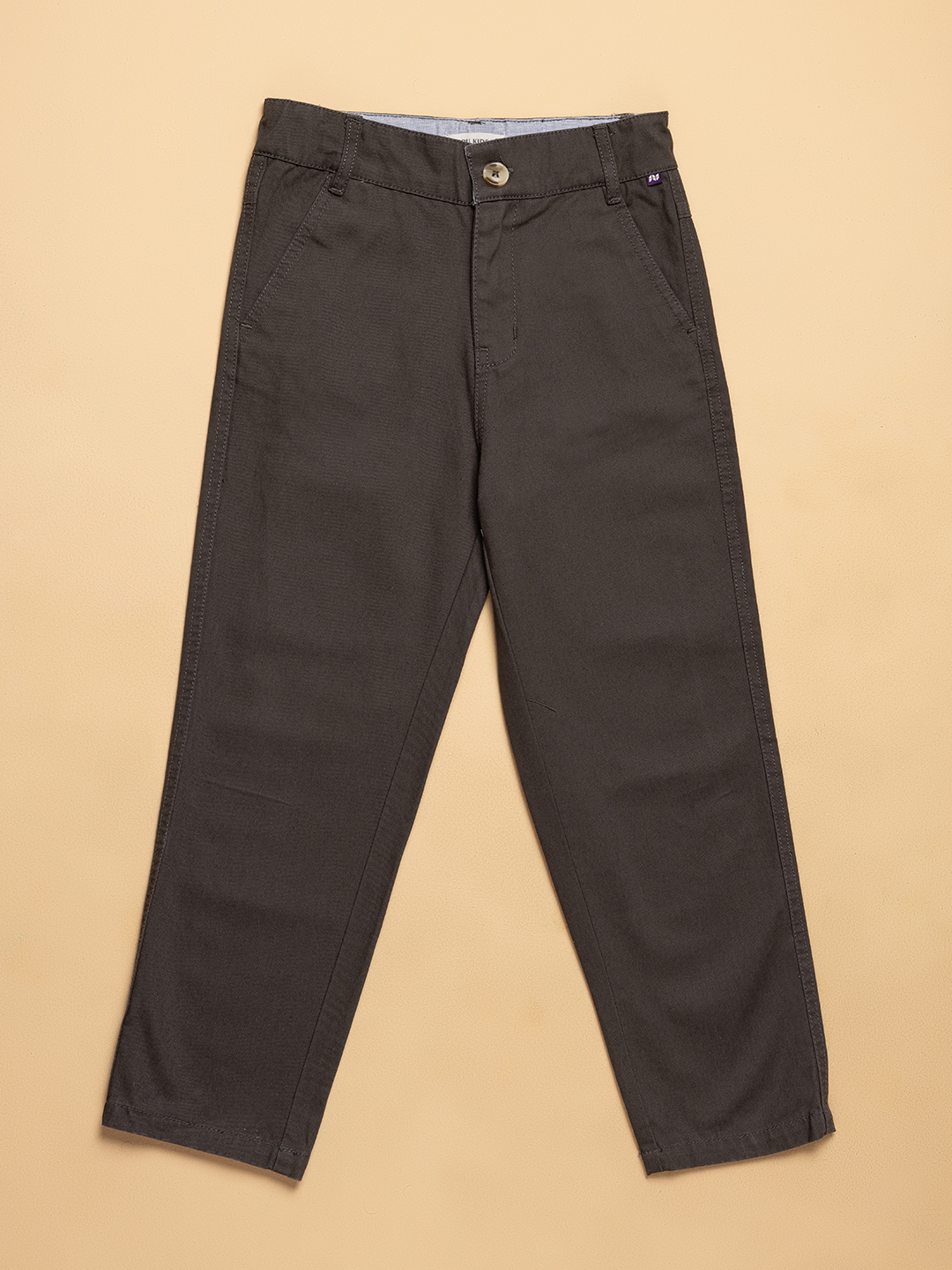 Kids Boys Solid Twill Straight-Fit Trousers