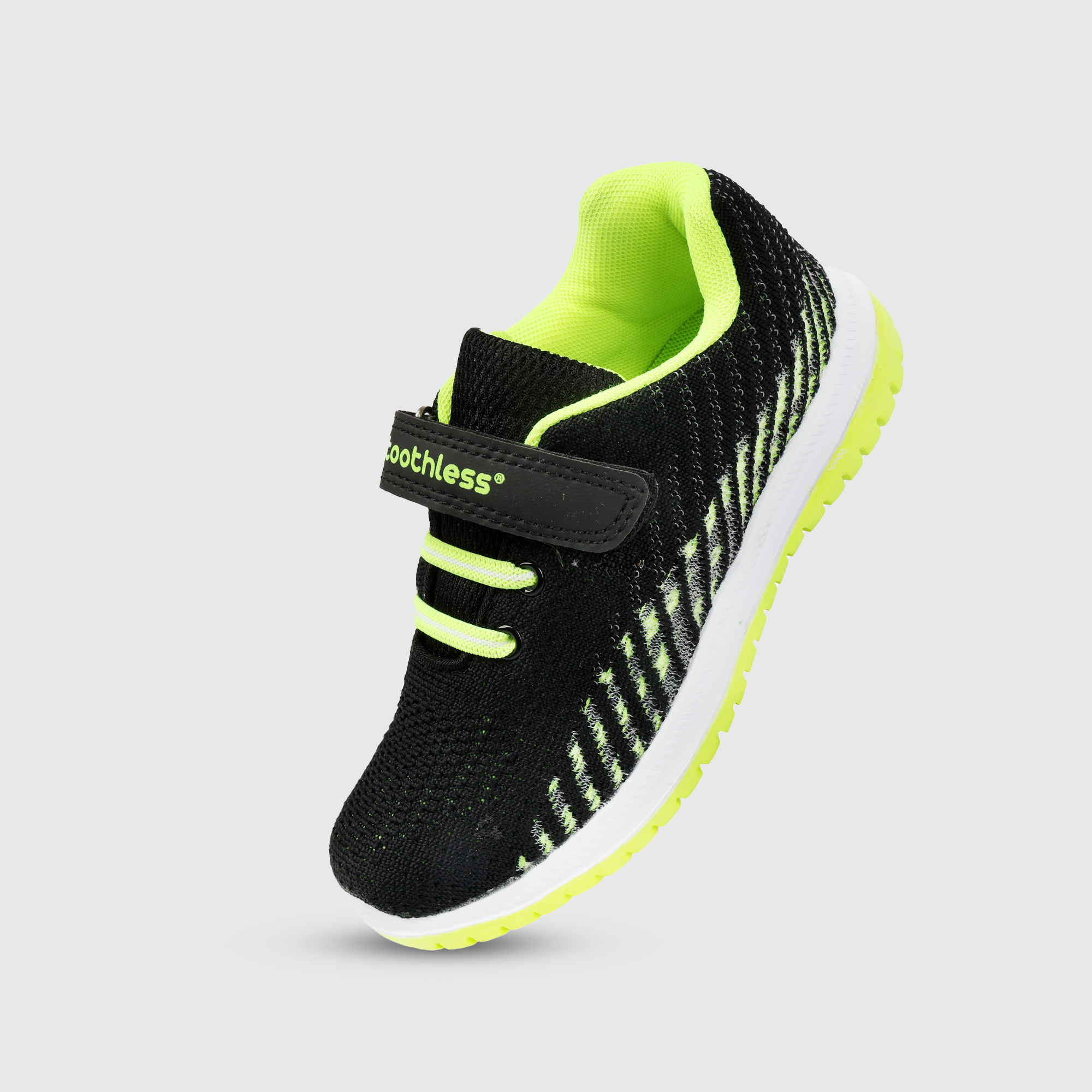 Boys Black & Neon Green Lightweight Casual Shoes
