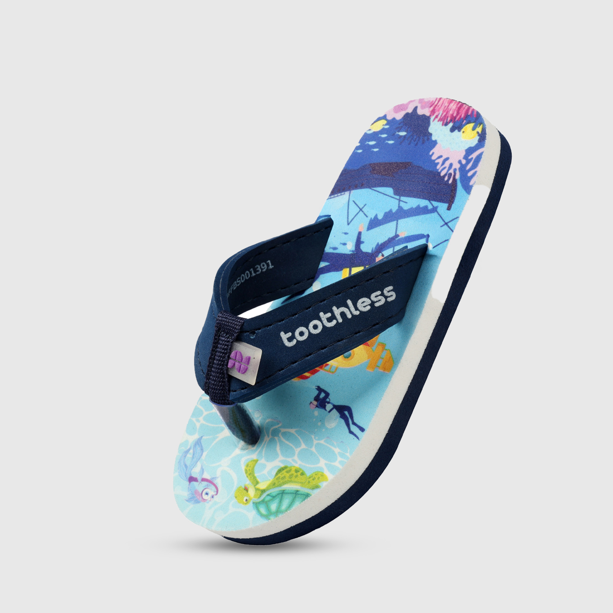 Boys Navy Ocean Adventure Slip On Flip Flops