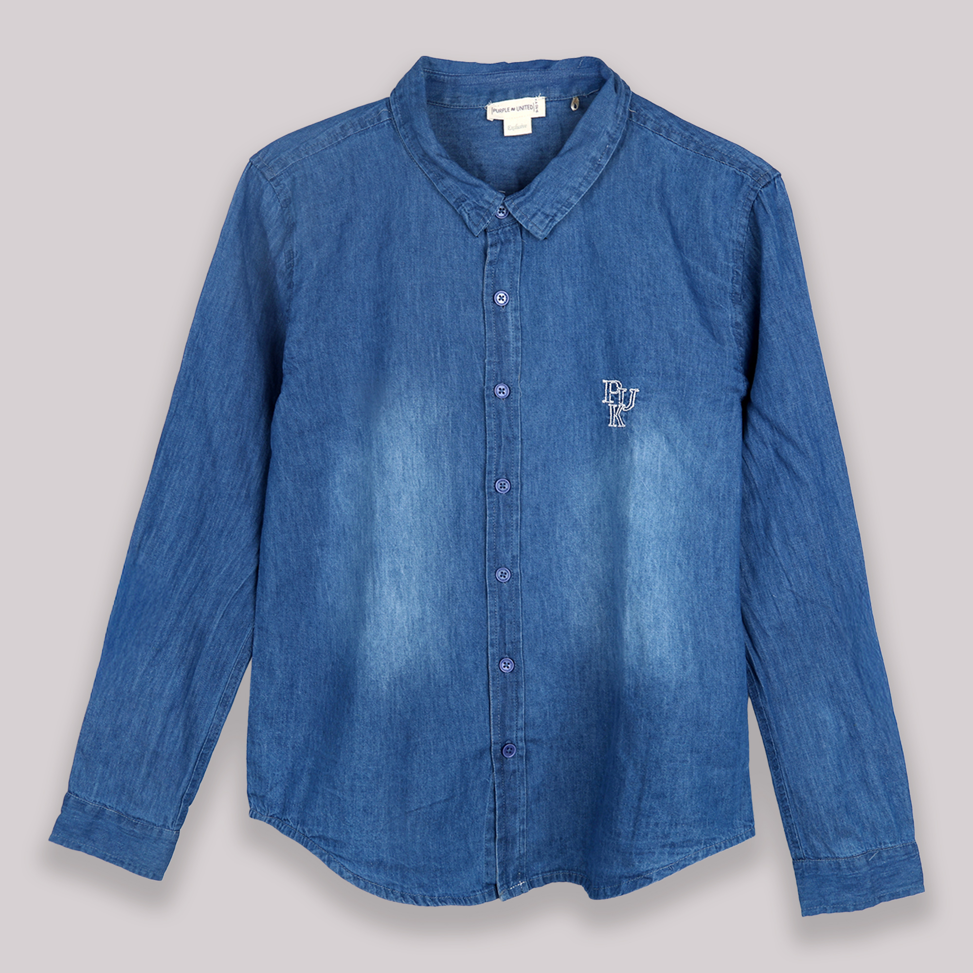 Boys Blue Denim Shirt with Button Down Placket