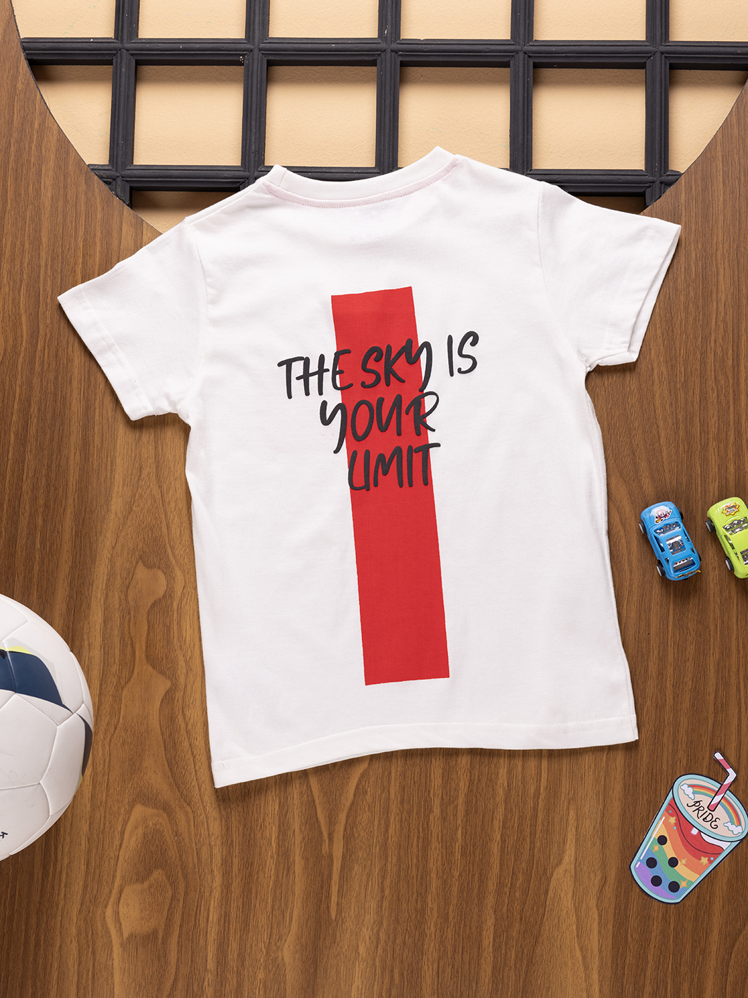 Boys Off White Single Jersey T Shirt with Pocket & Slogan Print