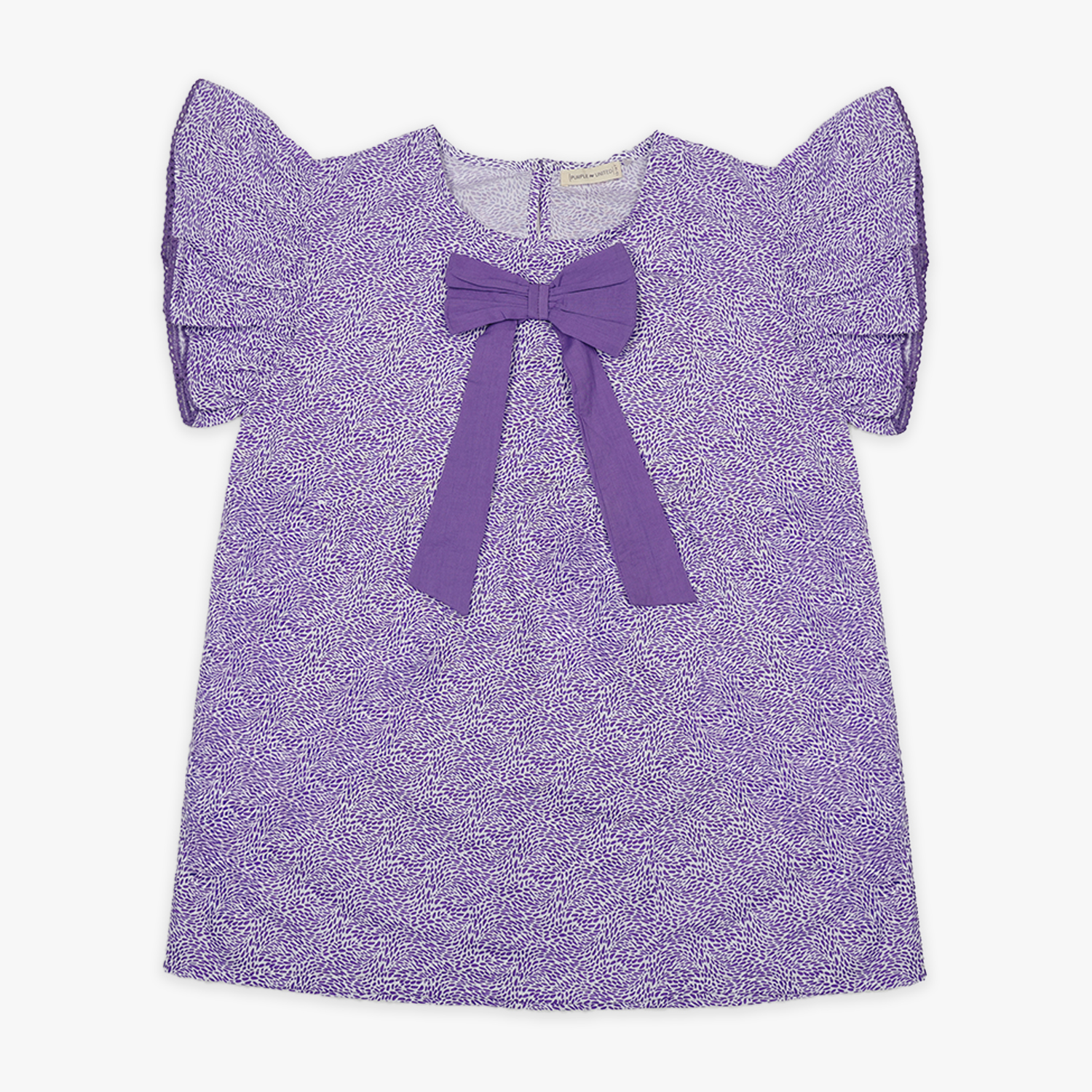 Girls Lavender & White Poplin Top with Front Bow Detail