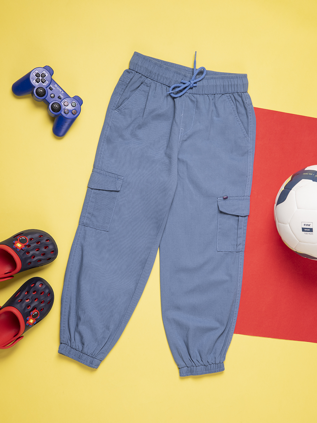 Boys Blue Twill Cargo Trousers