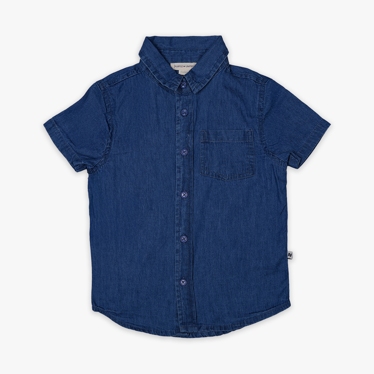 Boys Dark Blue Denim Short Sleeve Shirt