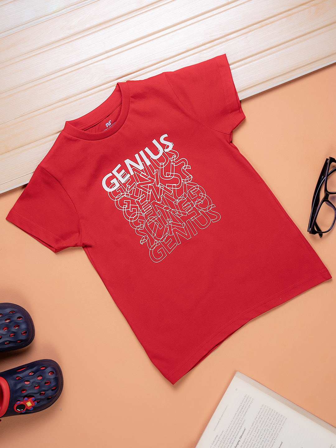 Kids Boys Cotton Blend Half Sleeves Typography Printed T-Shirt