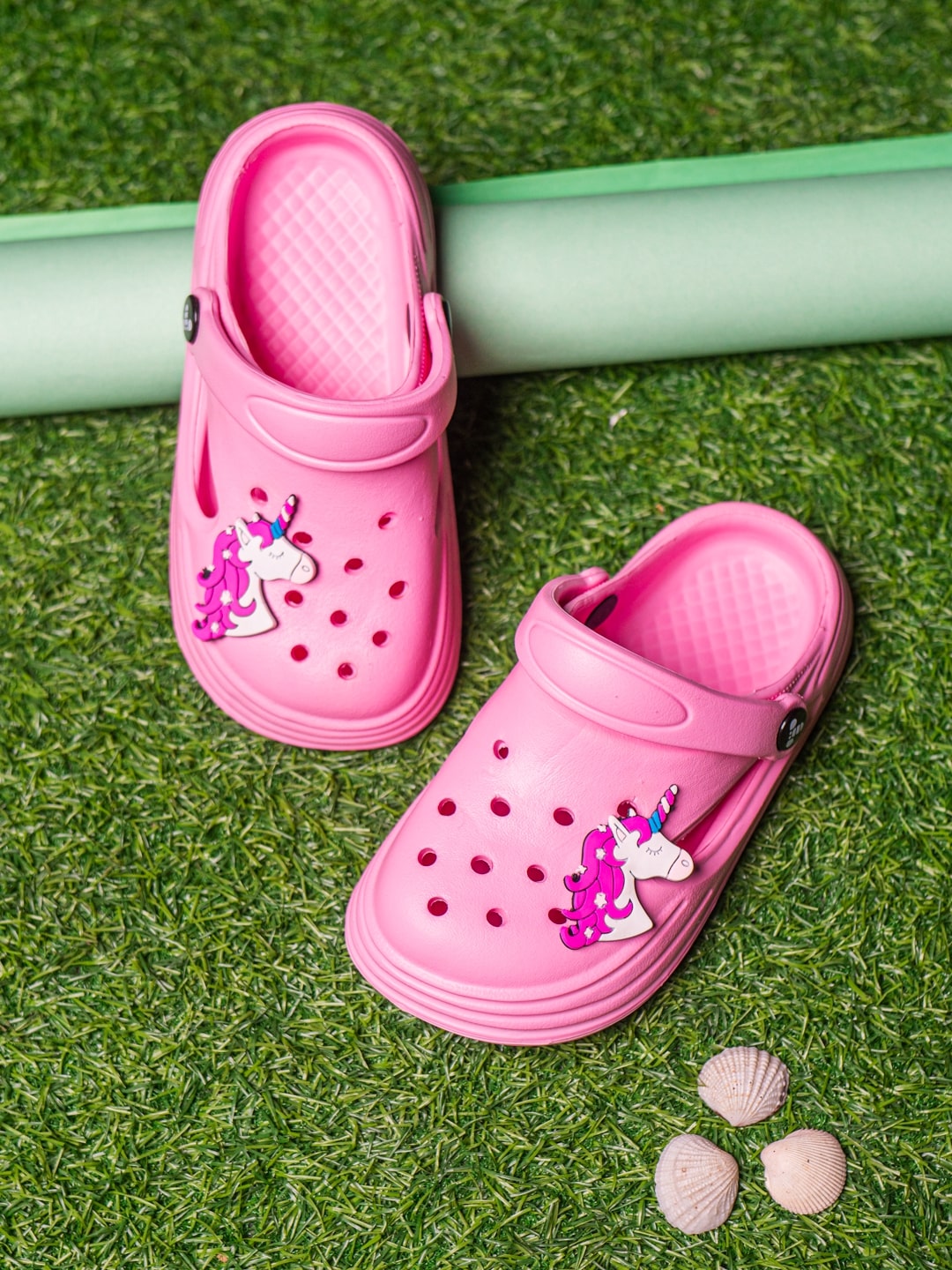 Girls Pink Clogs with Unicorn Charm and Comfortable Fit