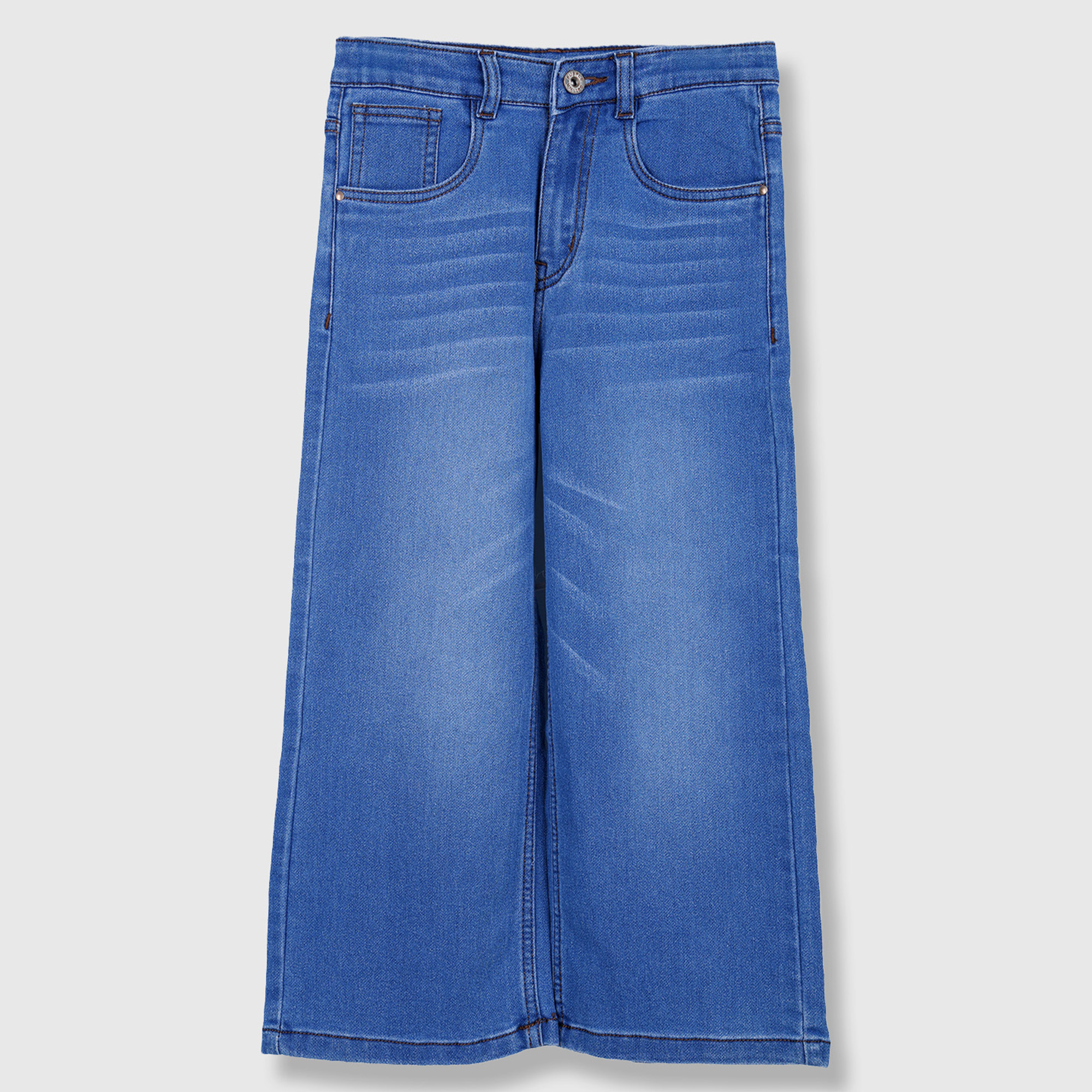 Girls Blue Wide Leg Classic Denim Jeans
