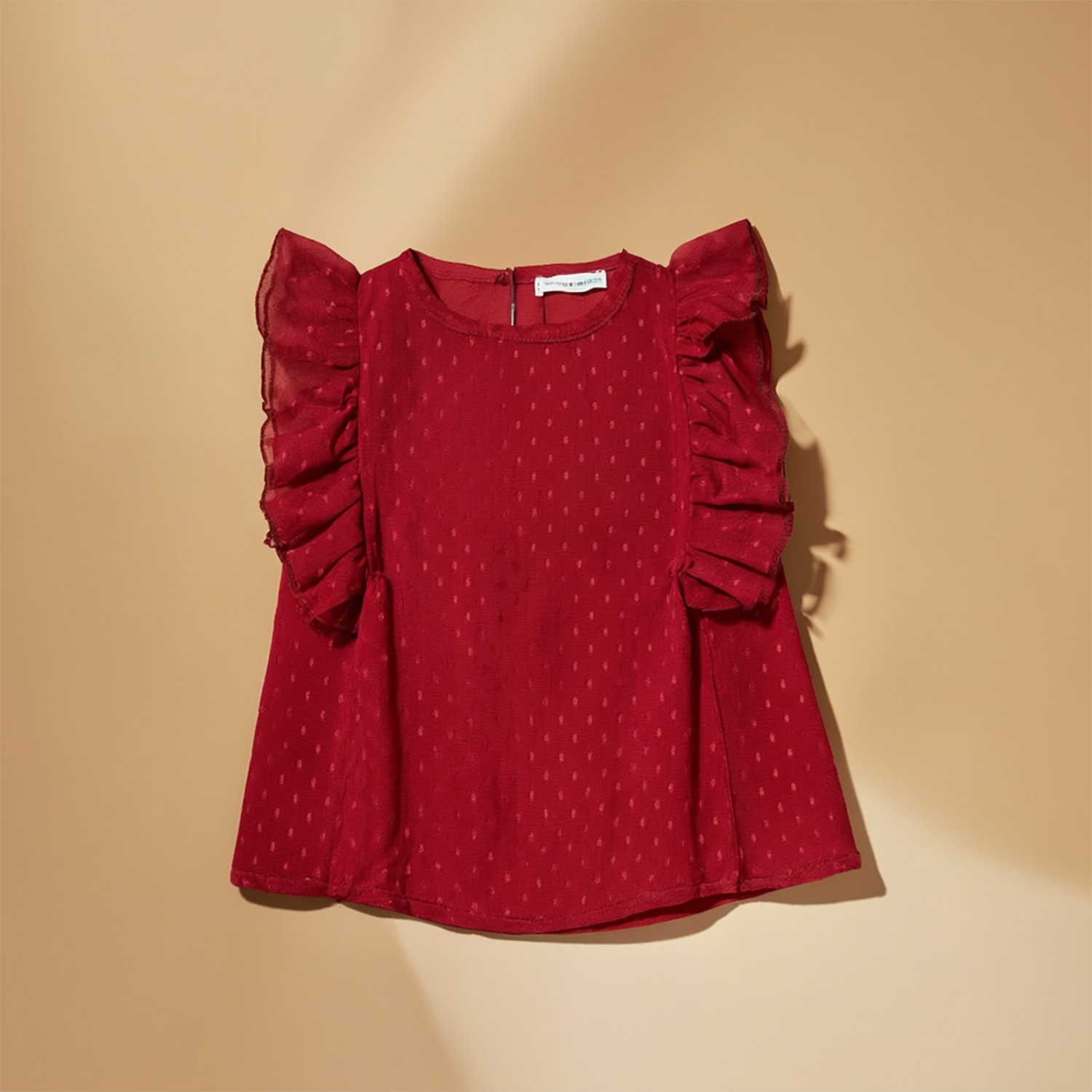 Girls Fuchsia Cotton Voile Top with Frill Sleeves