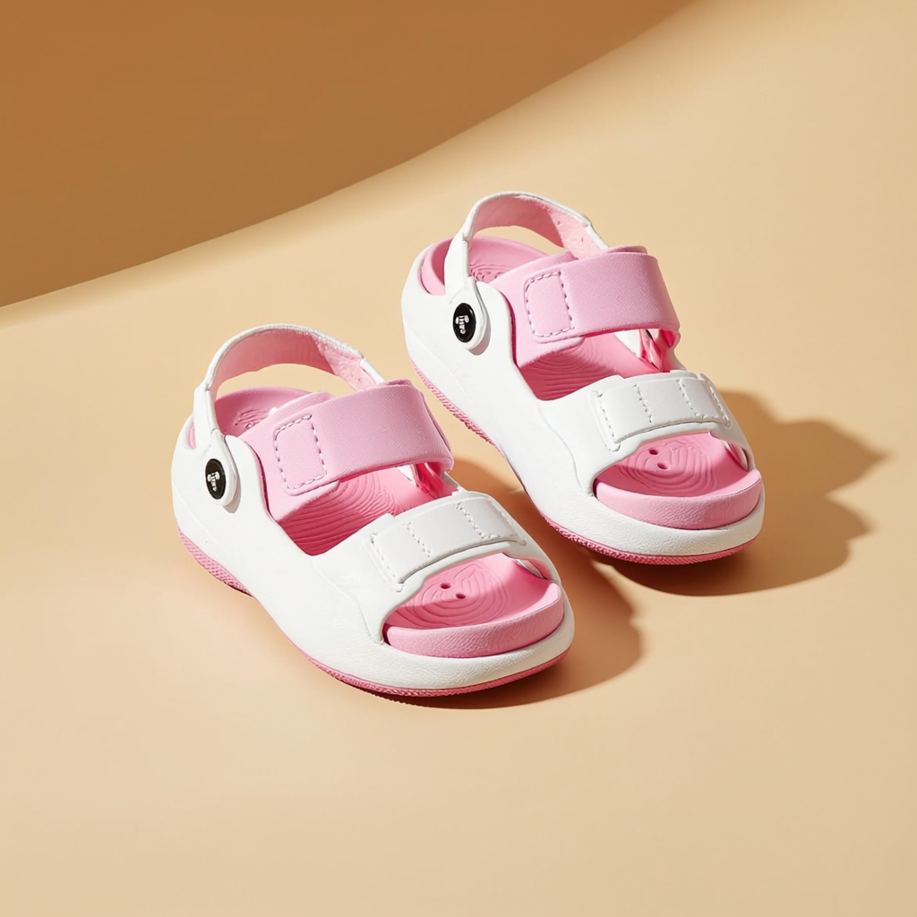 Kids Pink & White EVA Sandals with Soft Comfort Footbed