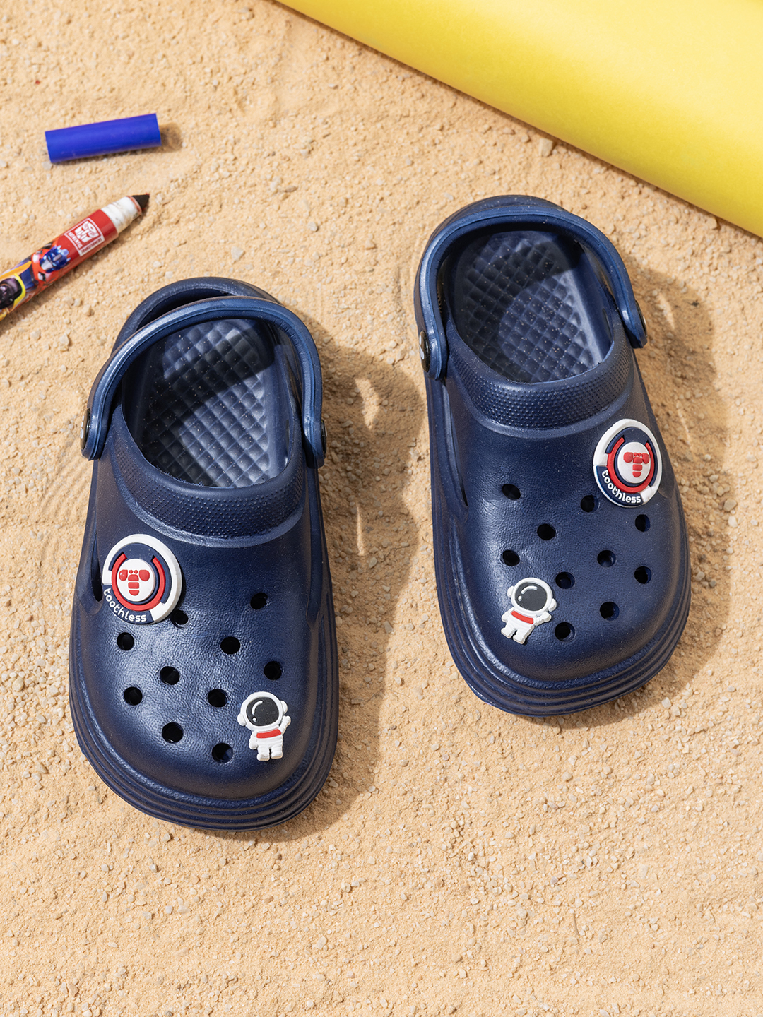 Boys Navy Blue Lightweight Clogs with Adjustable Back Strap