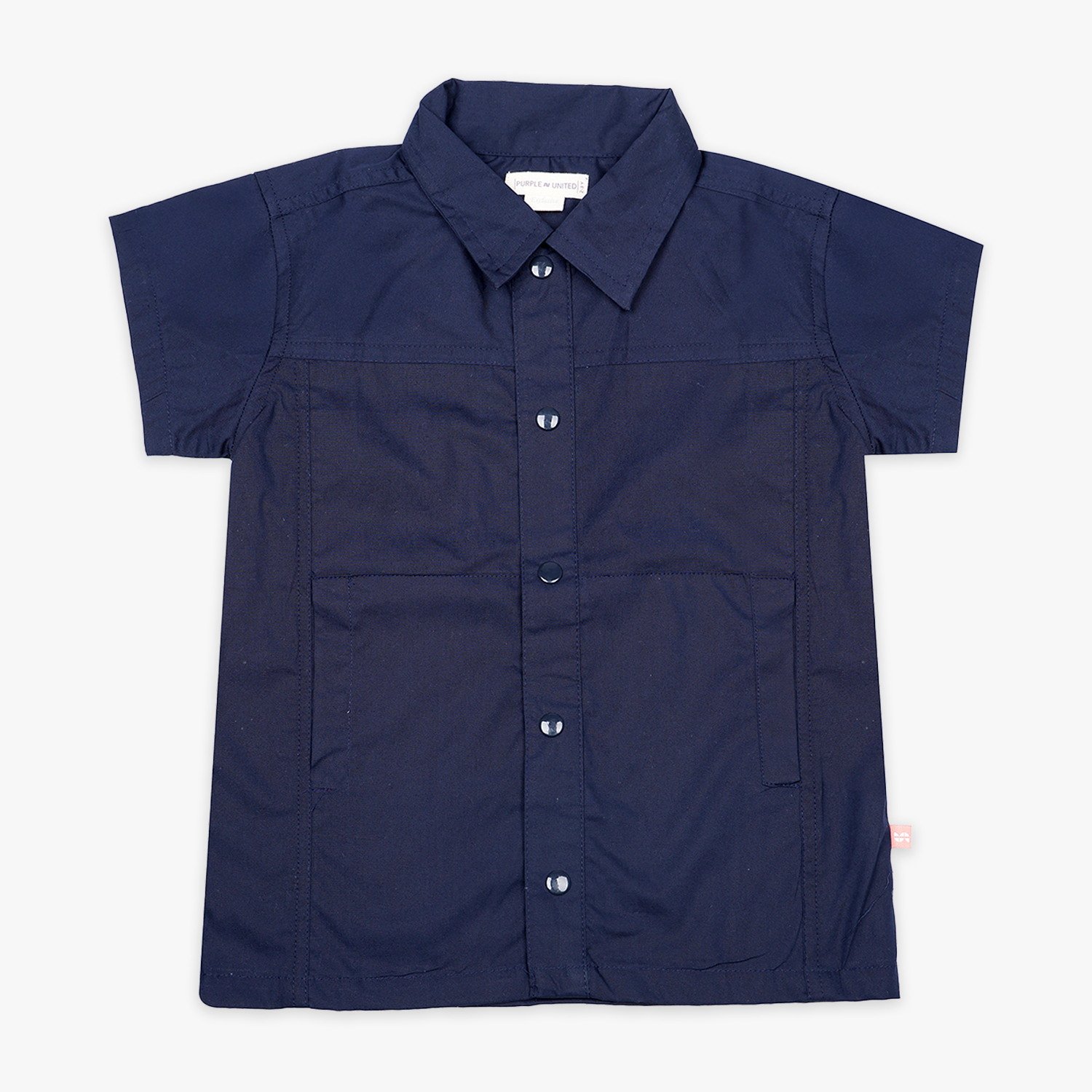 Boys Navy Blue Poplin Short Sleeve Shirt