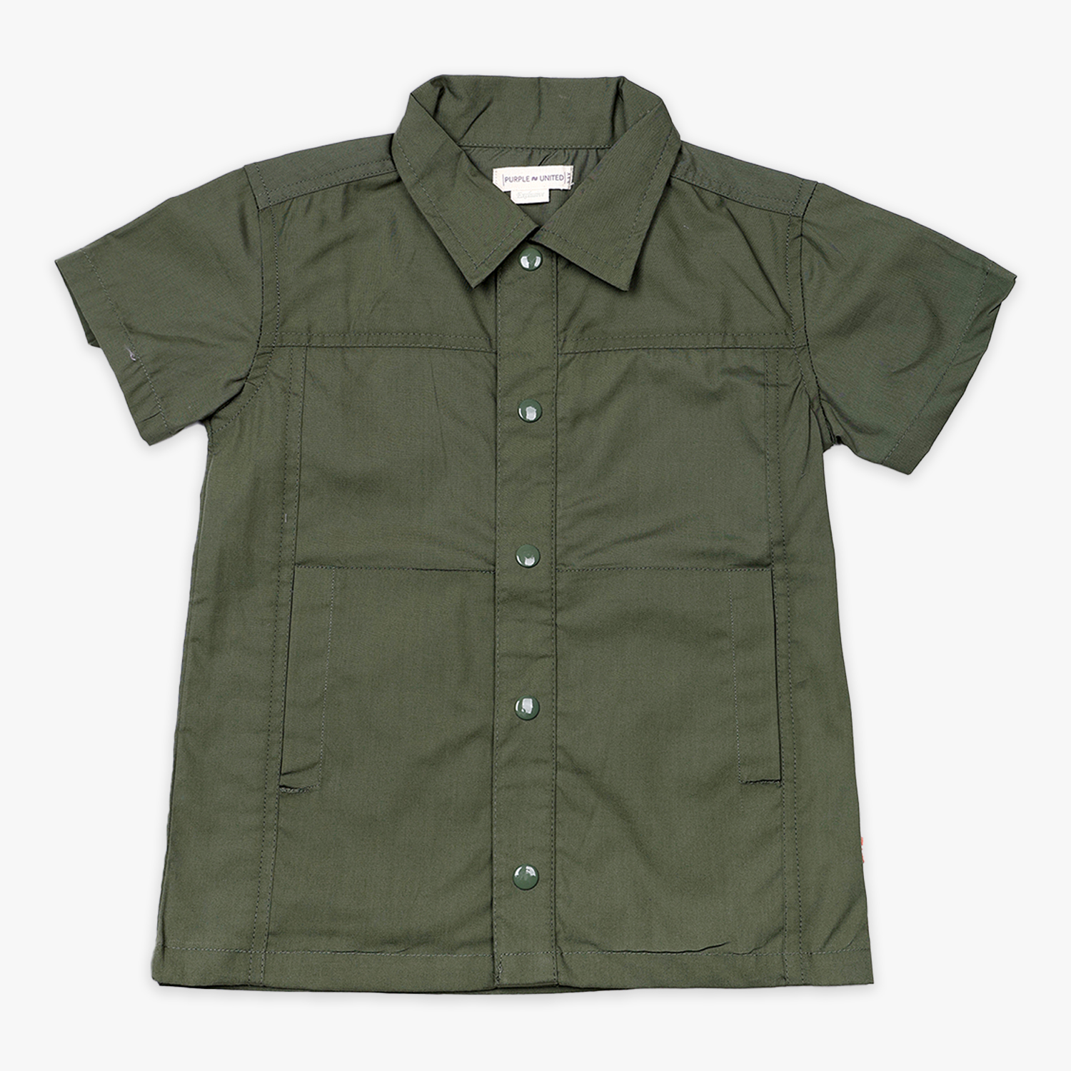 Boys Olive Poplin Short Sleeve Shirt