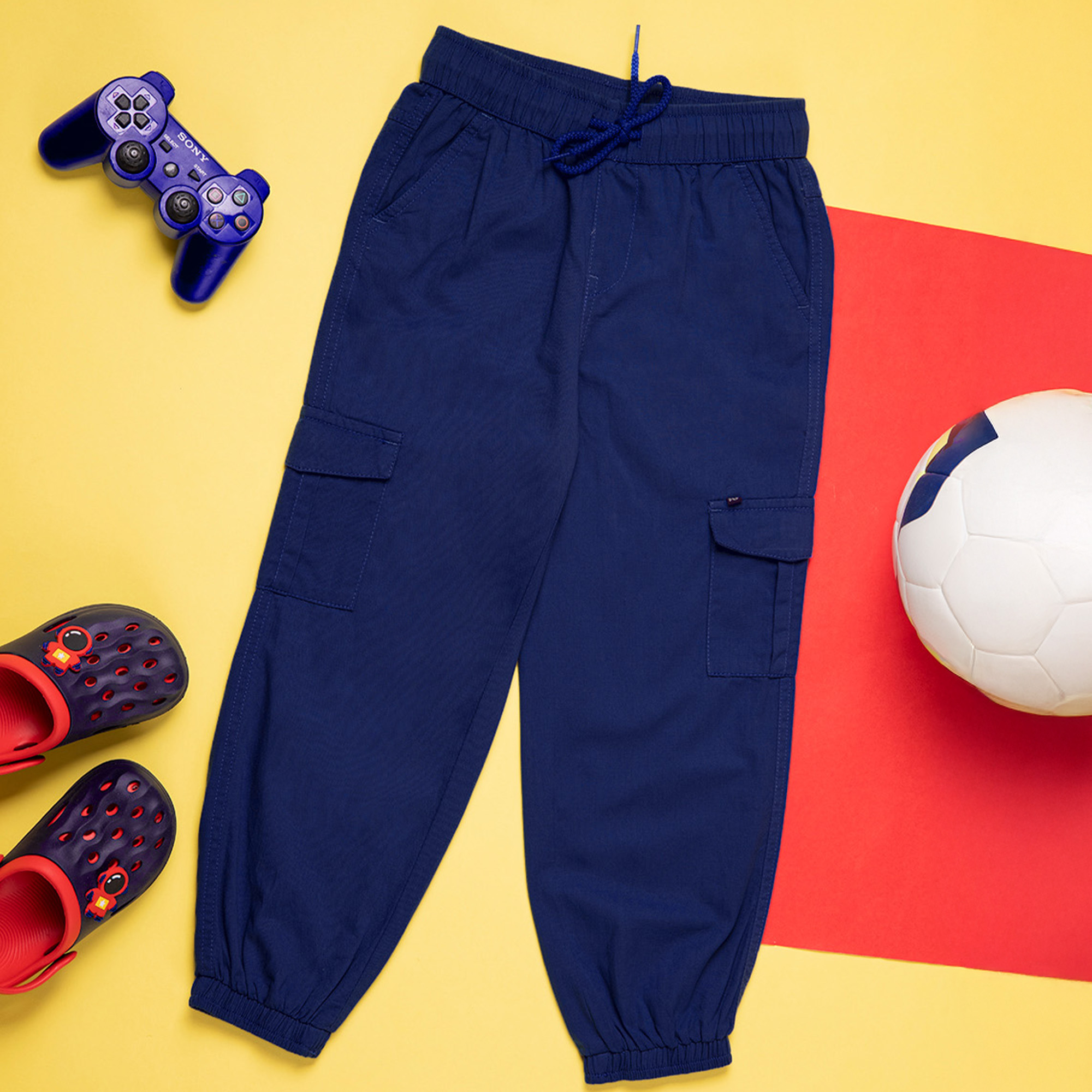 Boys Dark Blue Twill Cargo Trousers